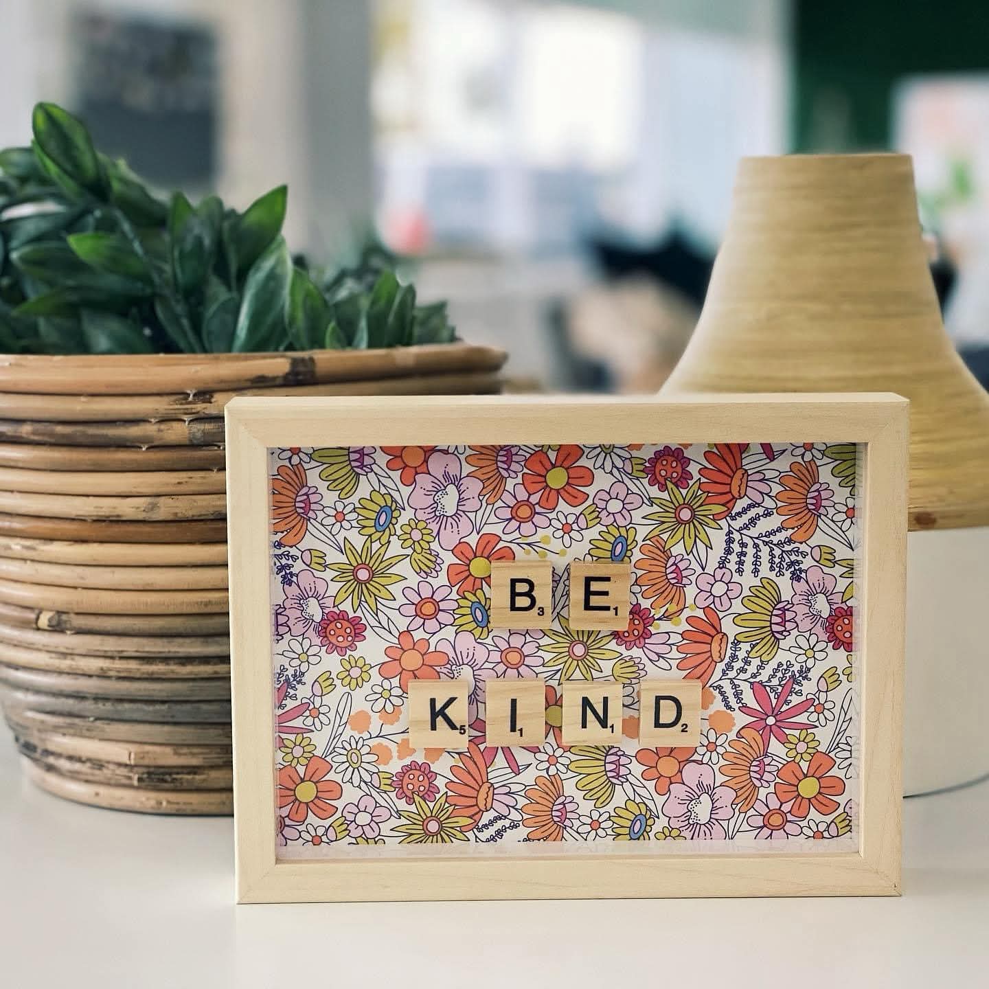 Be Kind Floral Scrabble Tile Frame