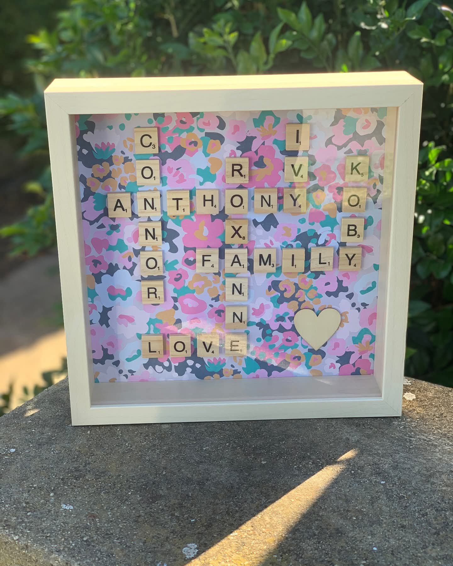 Spring Flowers Family Scrabble Tile Frame